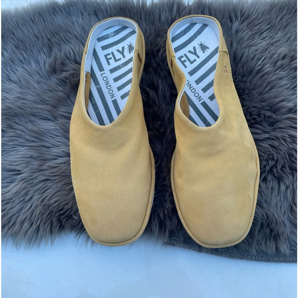 New Fly London Leather  Mules Flats Size 37 - Picture 4 of 14